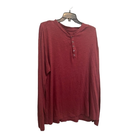 Twenty Montreal Men's Red Long Sleeve Tee Button Slub Henley - Picture 7 of 13